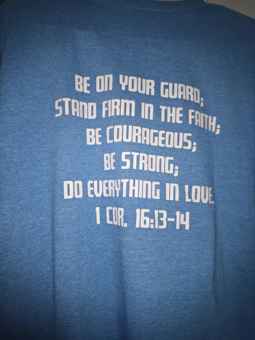 Gildan Blue Tee with White Faith Graphic